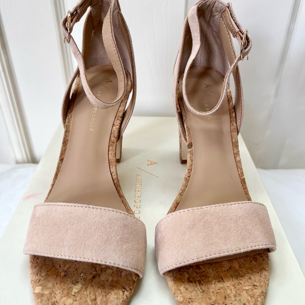 NIB Anthropologie Blush Suede Femme Heel
